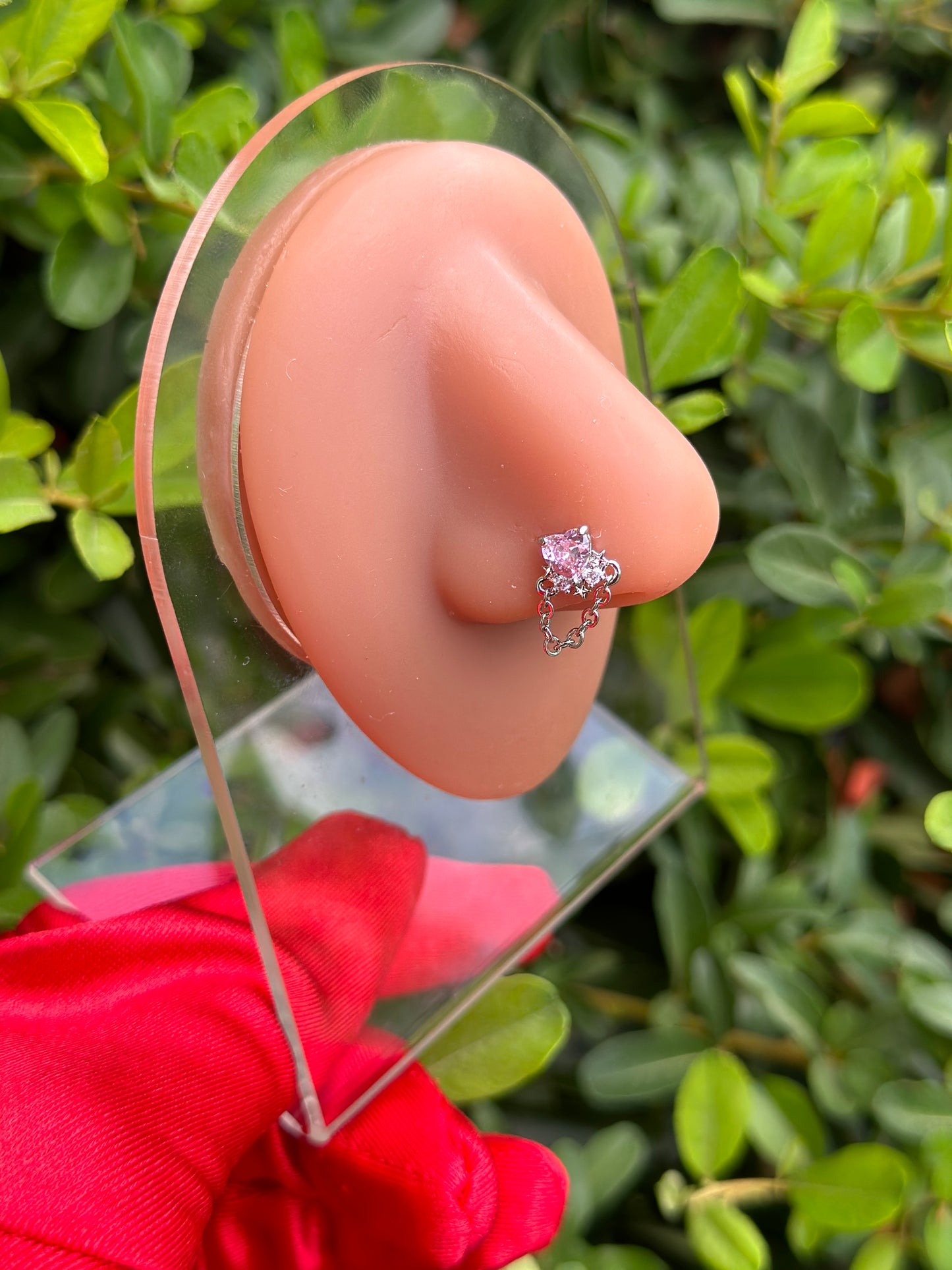 Chained Heart Nose Ring