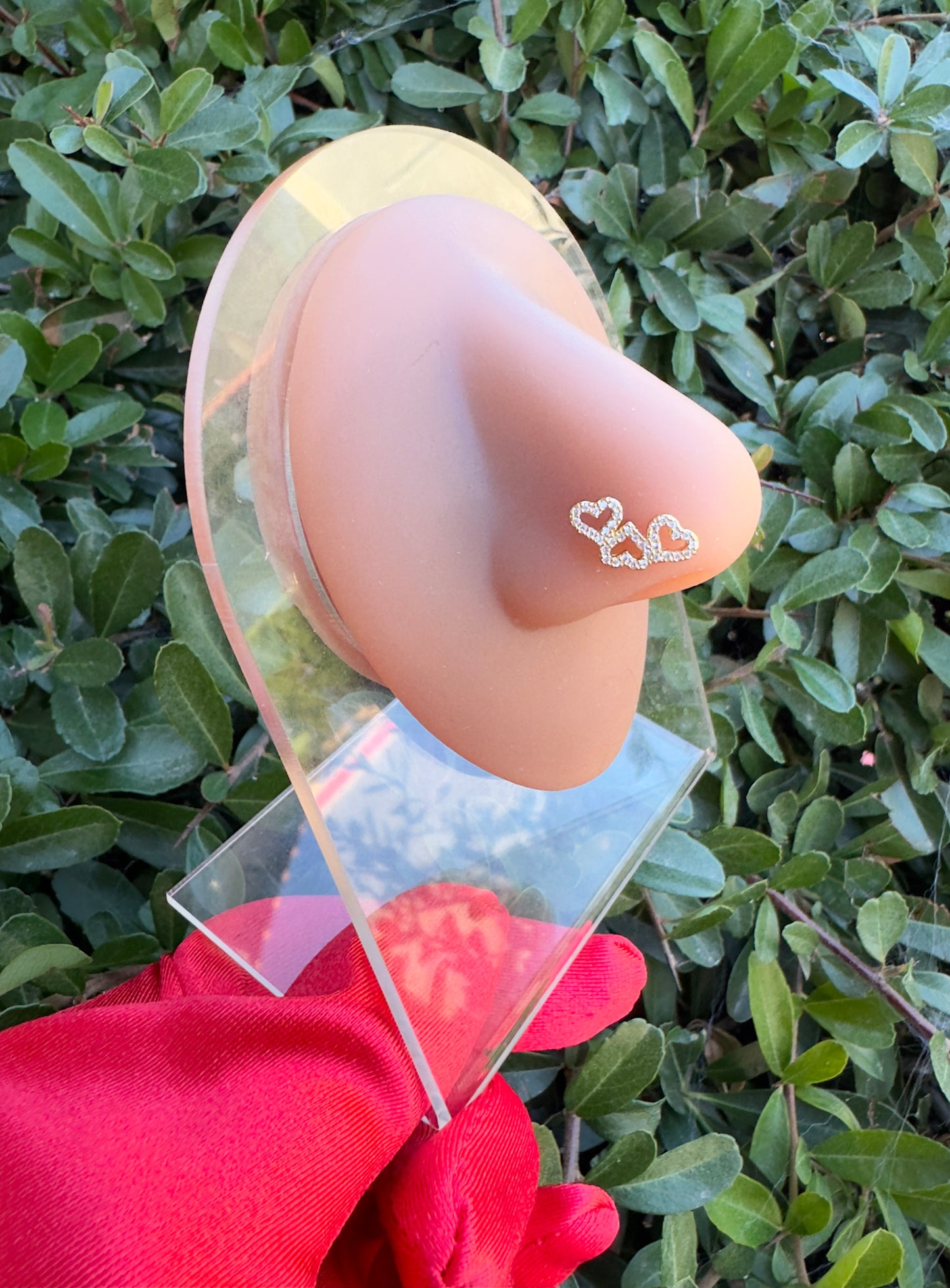 Triple Heart Nose Ring