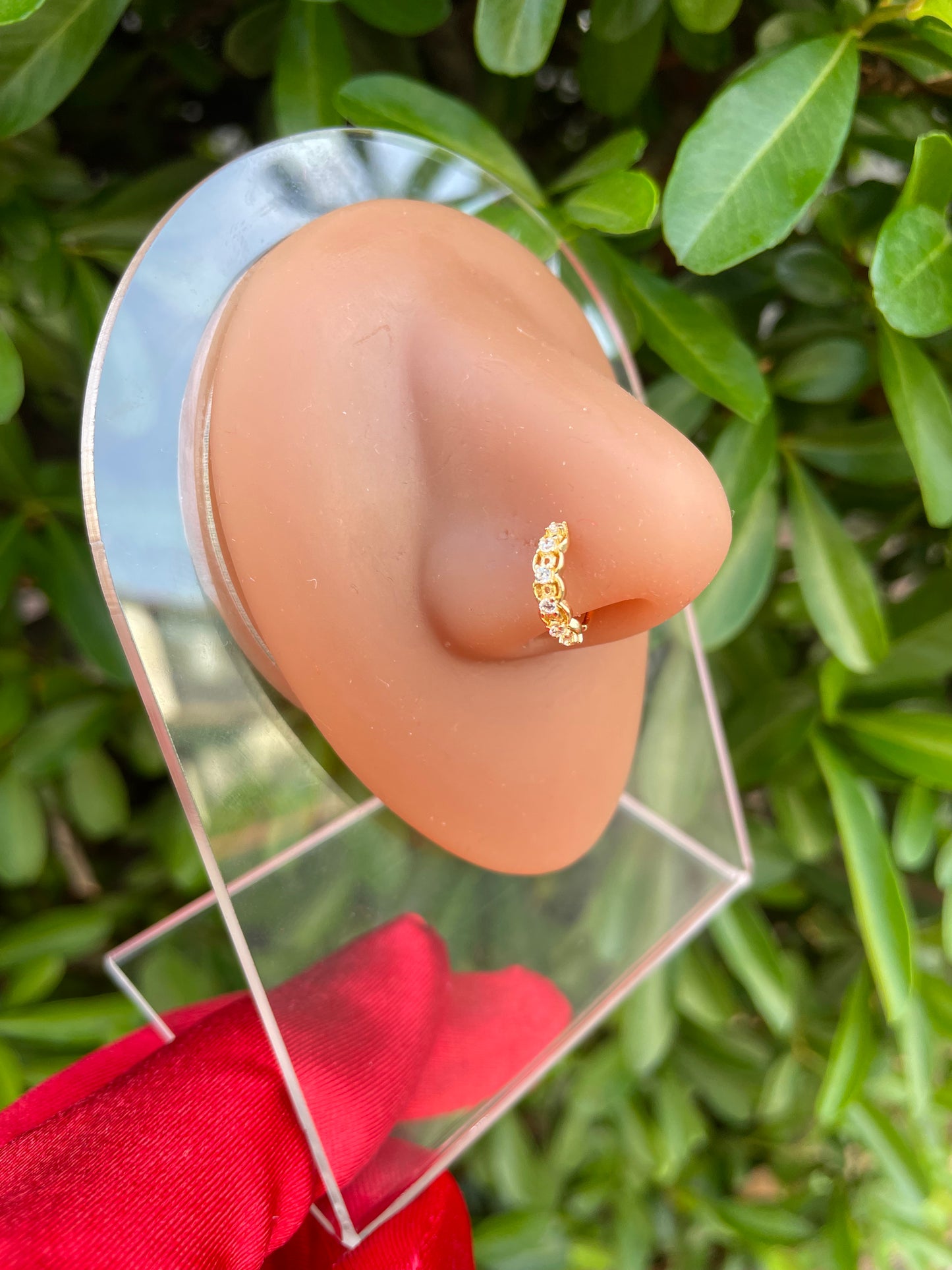 Diamond Gold Link Hoop Nose Ring