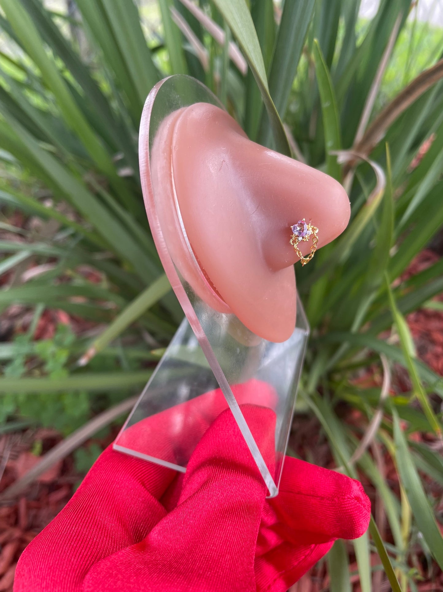 Chained Heart Nose Ring