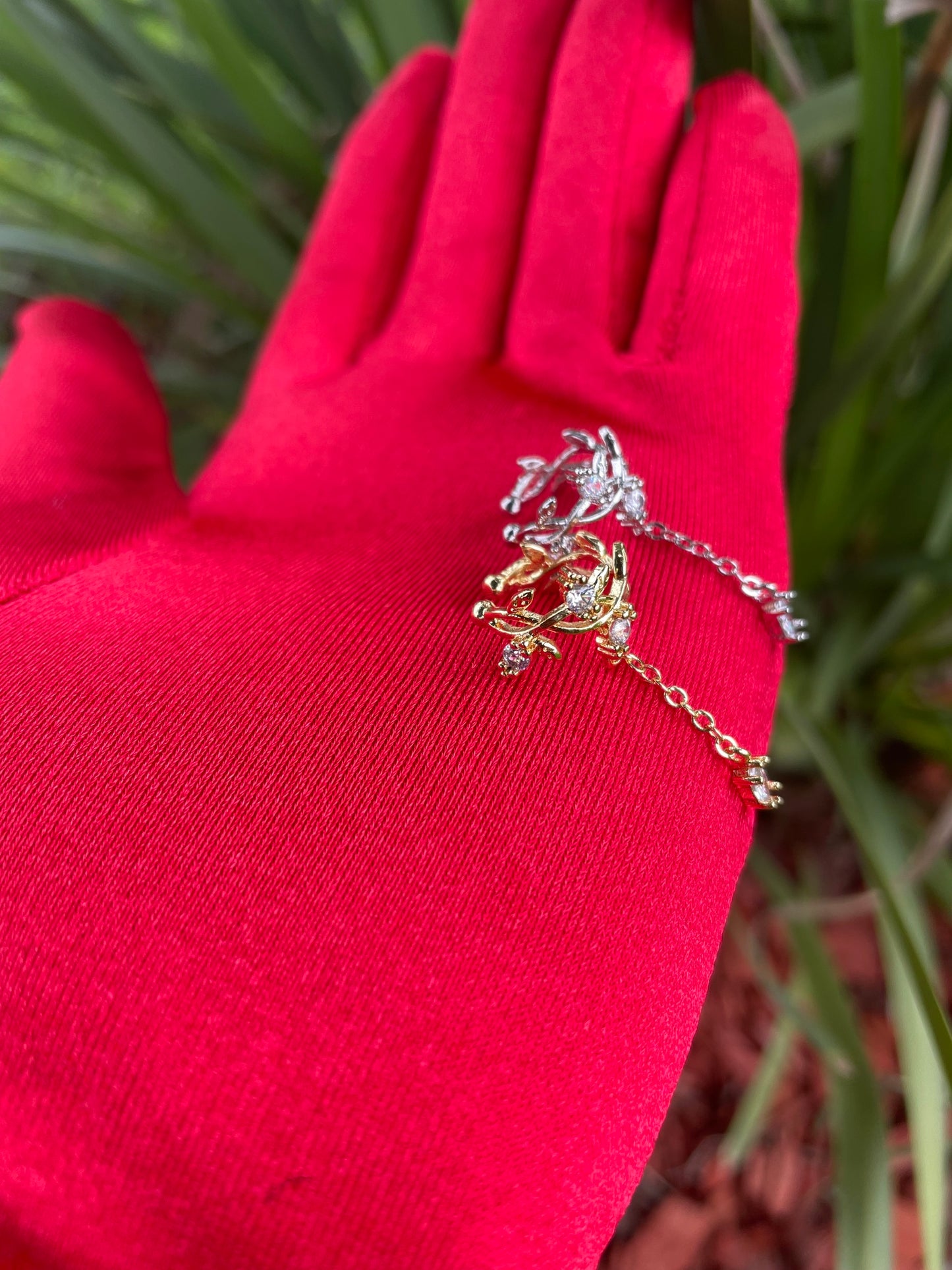 Dangling Thorn Flower Ear Cuff