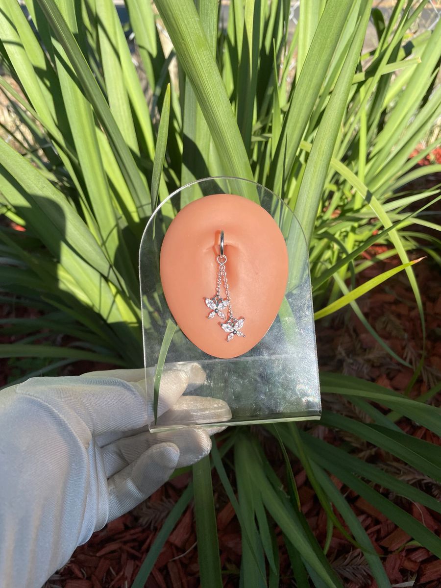 Chained Butterfly Non Piercing Belly Ring