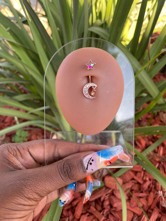 Crystal Moon & Star Belly Ring