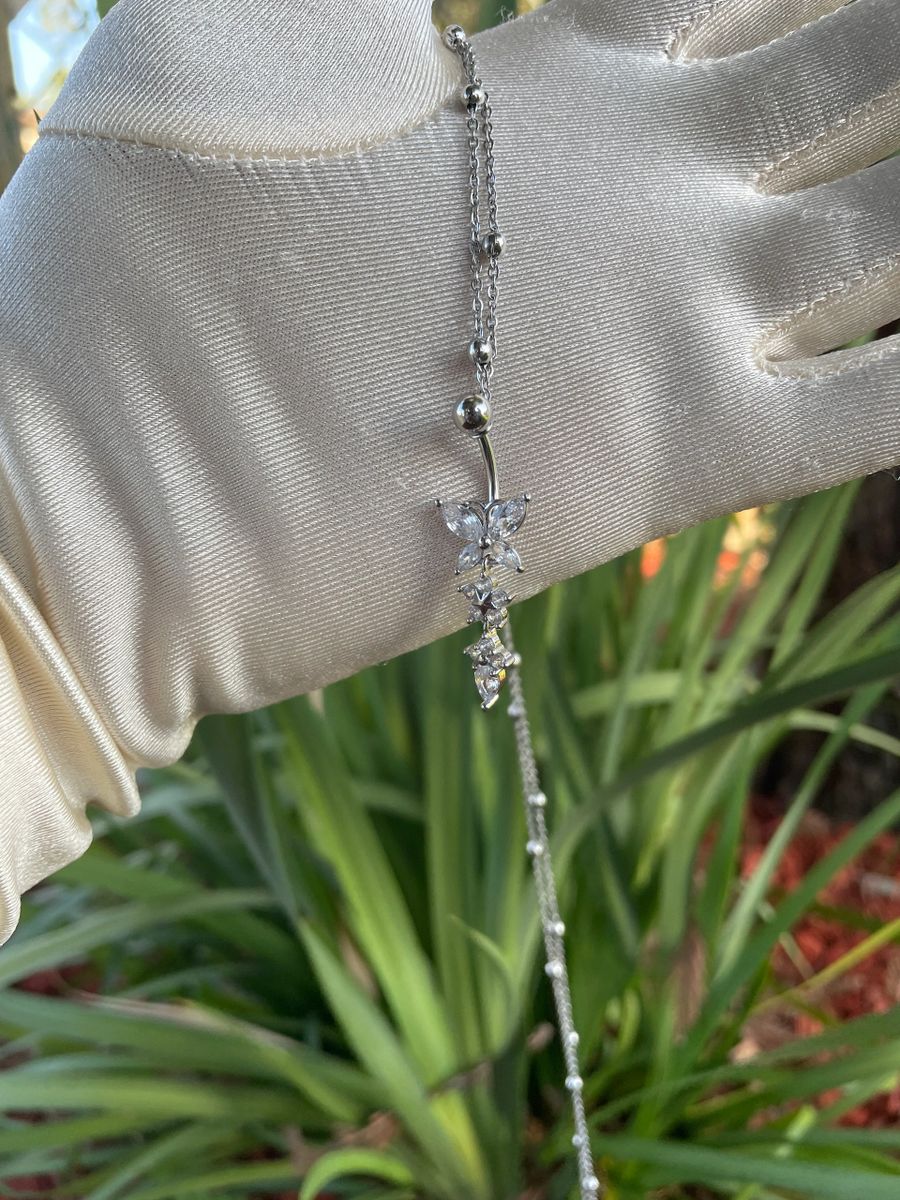 Diamond Butterfly Belly Ring Body Chain