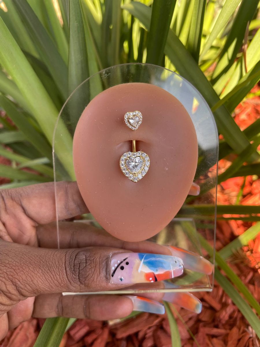 Diamond Chrome Heart Belly Ring