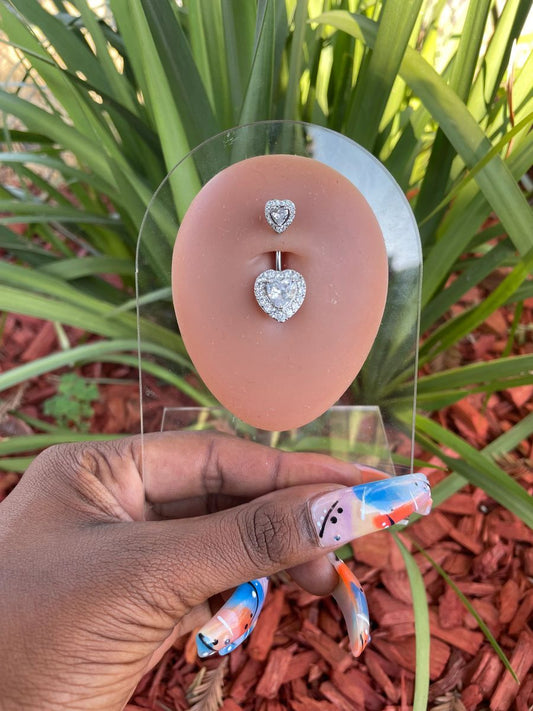 Diamond Chrome Heart Belly Ring