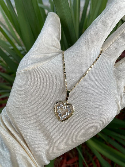 Gold Diamond Heart Necklace