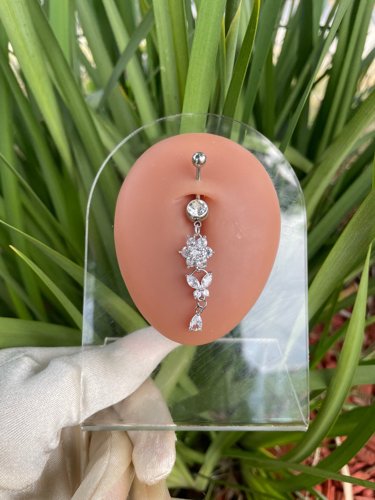 Dangling Butterfly Flower Belly Ring