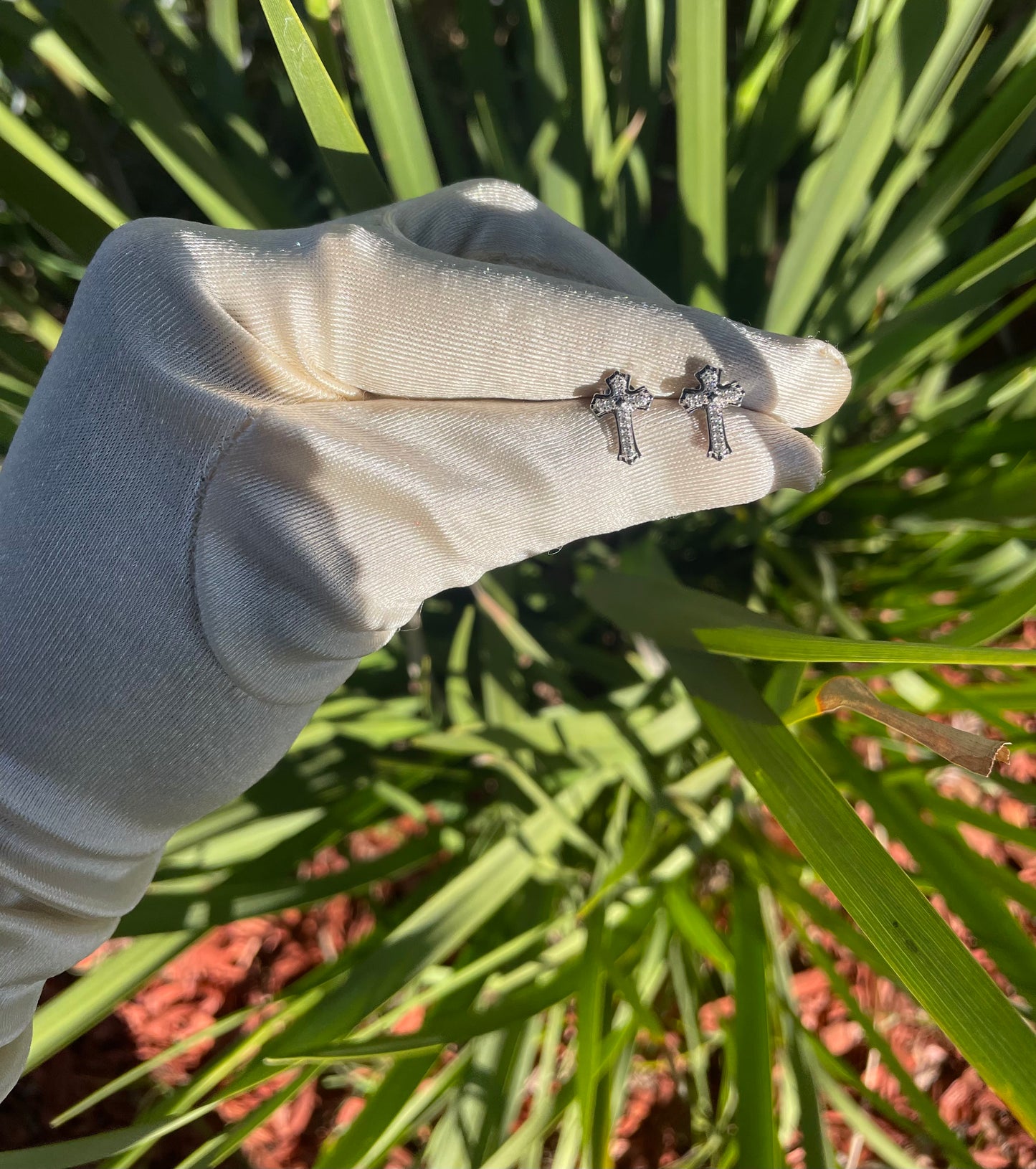 Chrome Cross Earrings