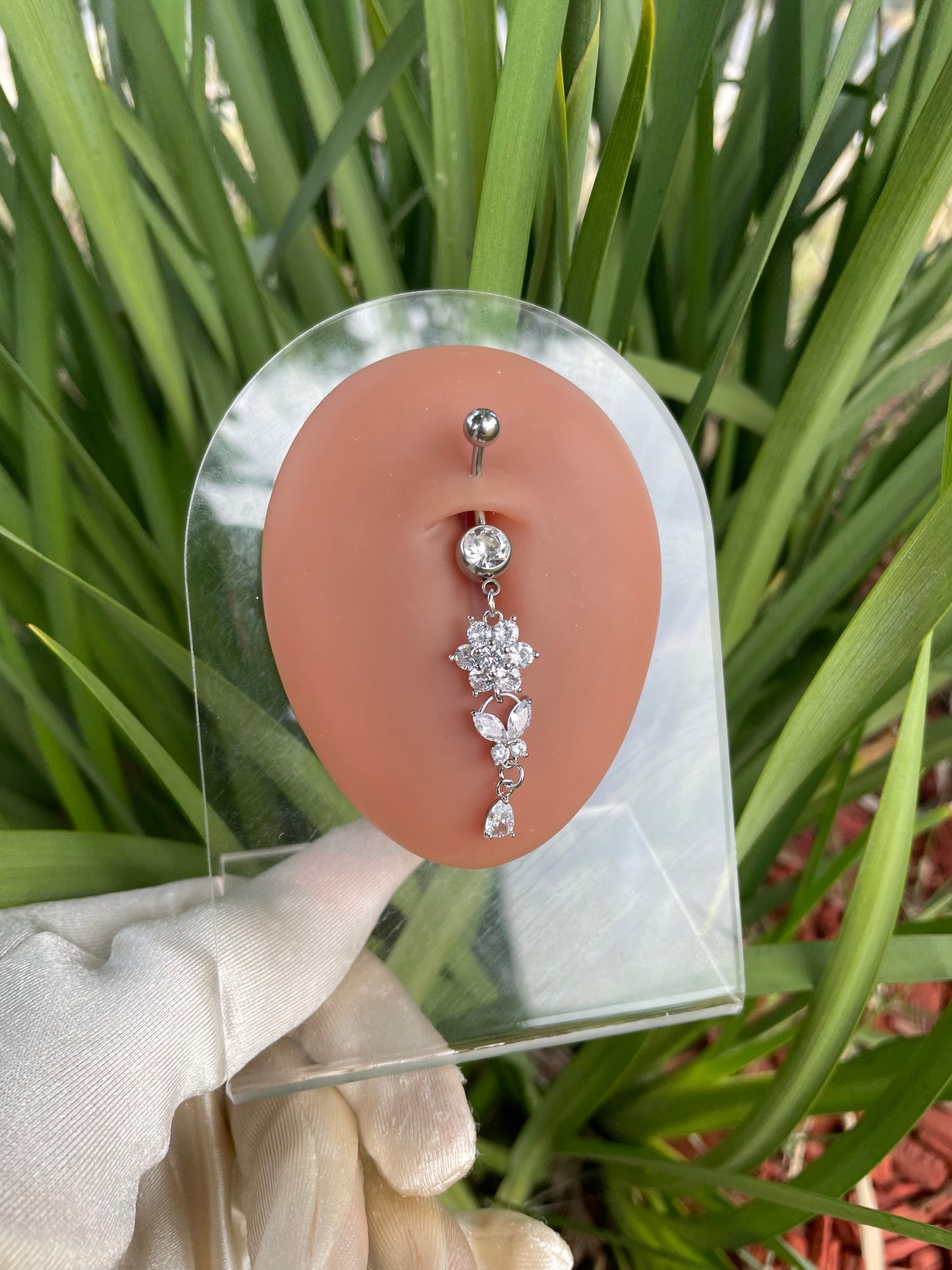 Dangling Butterfly Flower Belly Ring