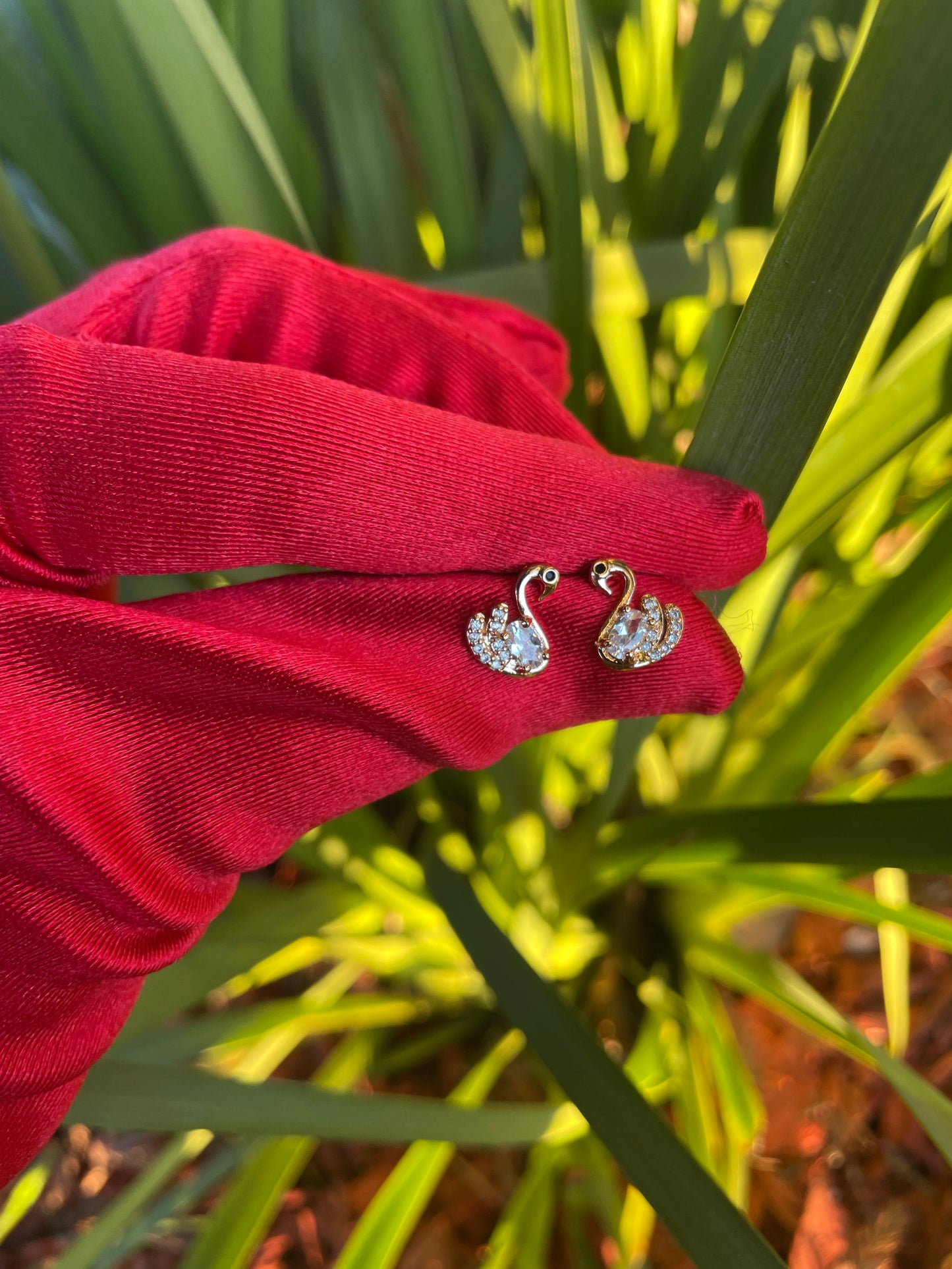 Golden Swan Diamond Earrings