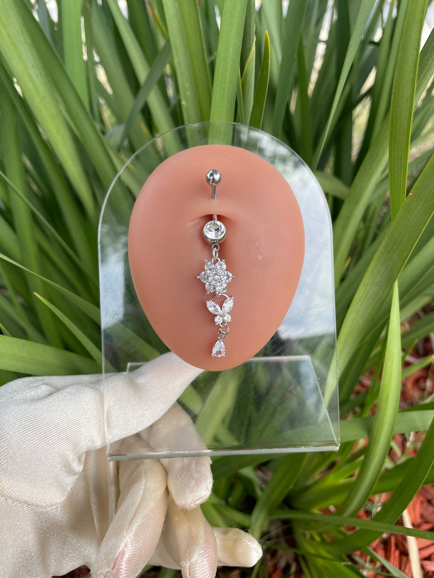 Dangling Butterfly Flower Belly Ring