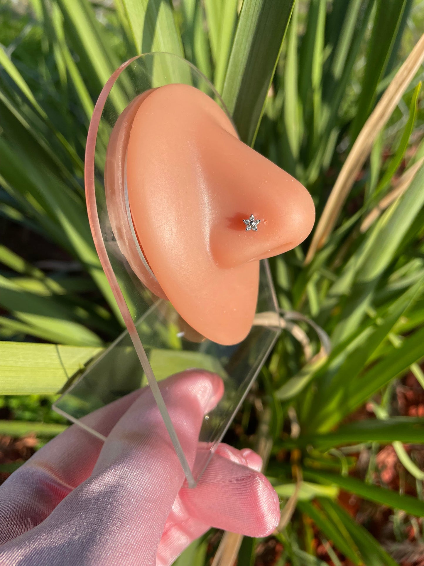 Chrome Flower Nose Ring