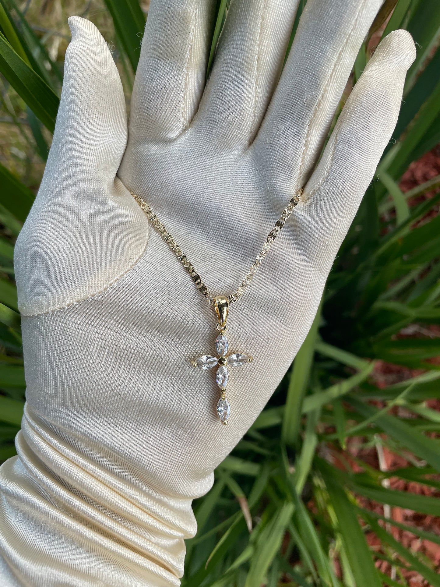 Halo Diamond Cross Necklace