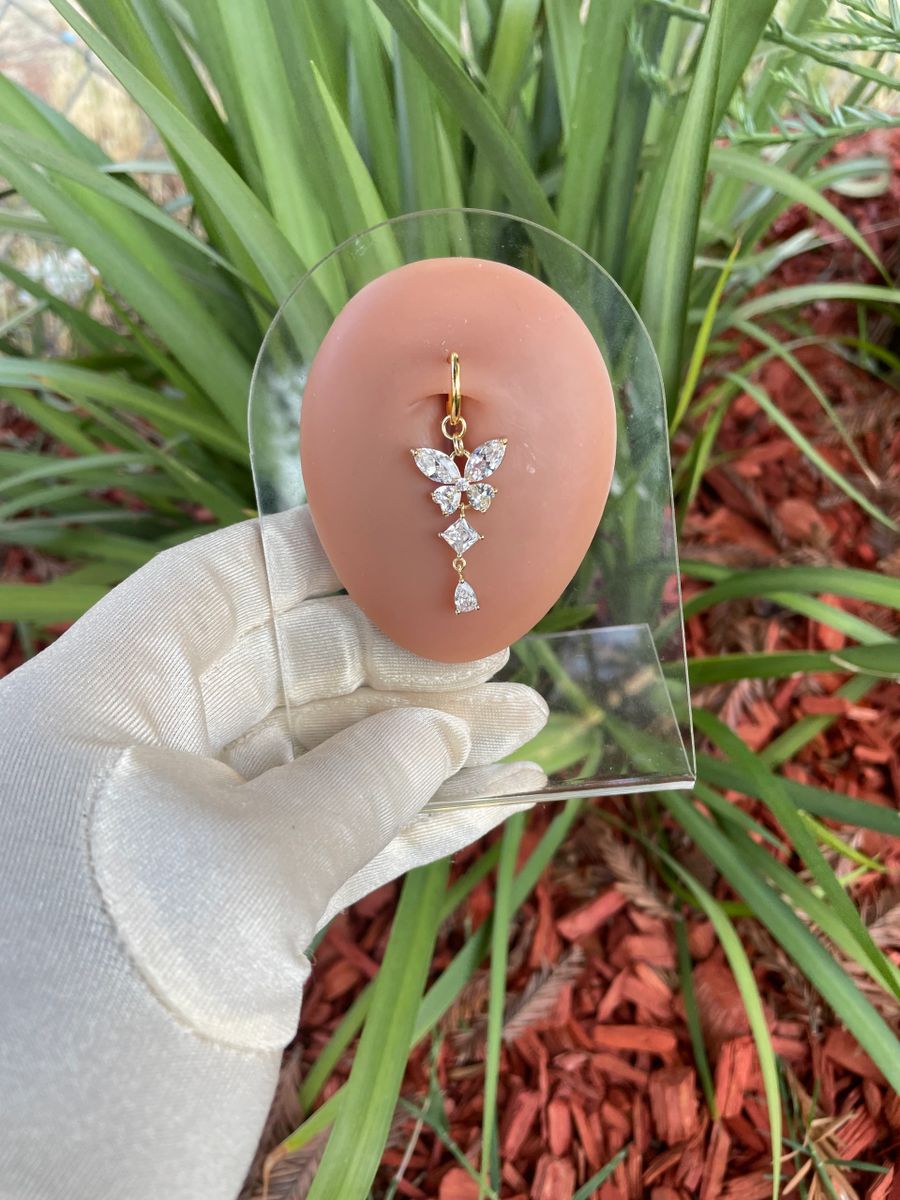 Dangling Butterfly non piercing belly ring