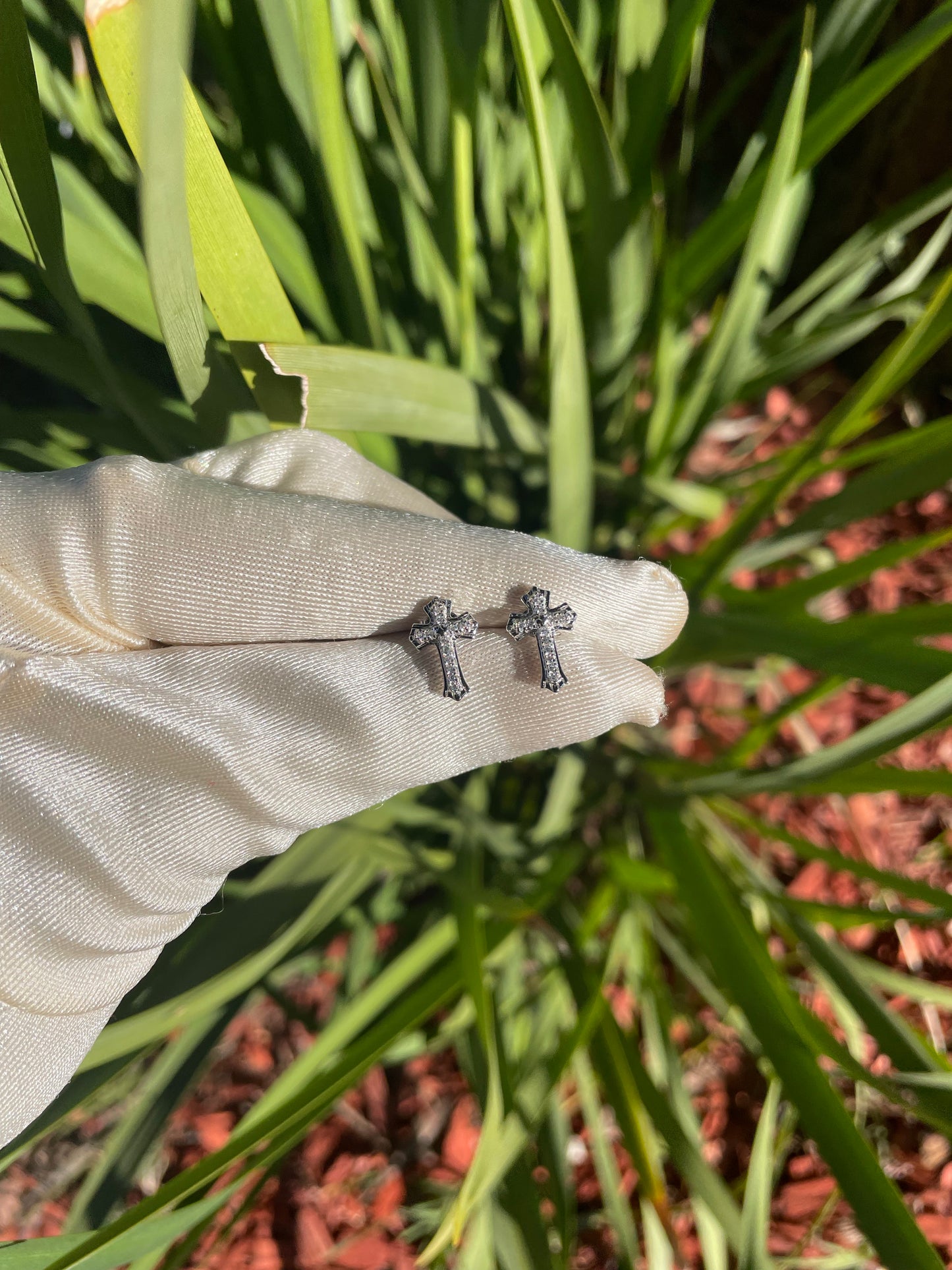 Chrome Cross Earrings