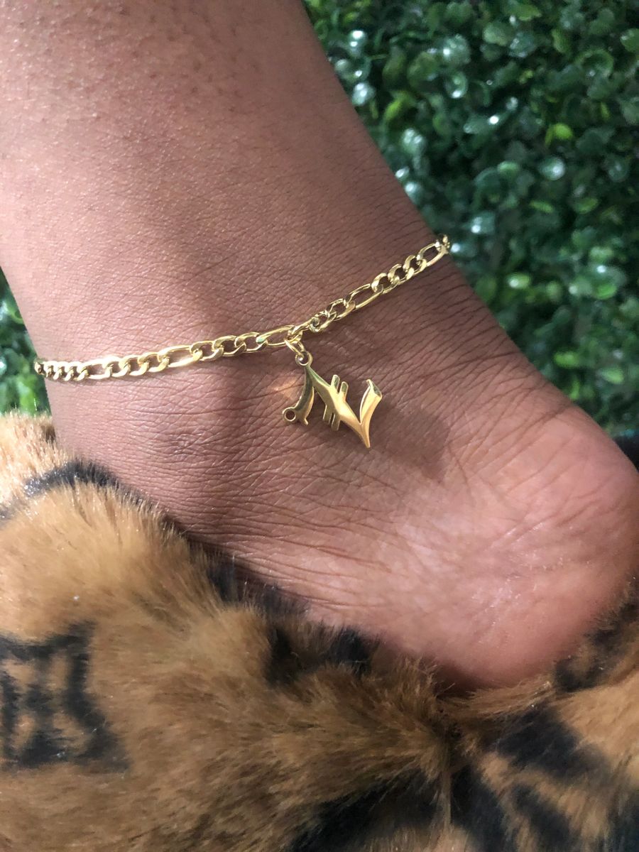 Old English Initial Stainless Steel Anklet