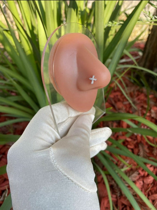 Diamond Cross Nose Ring