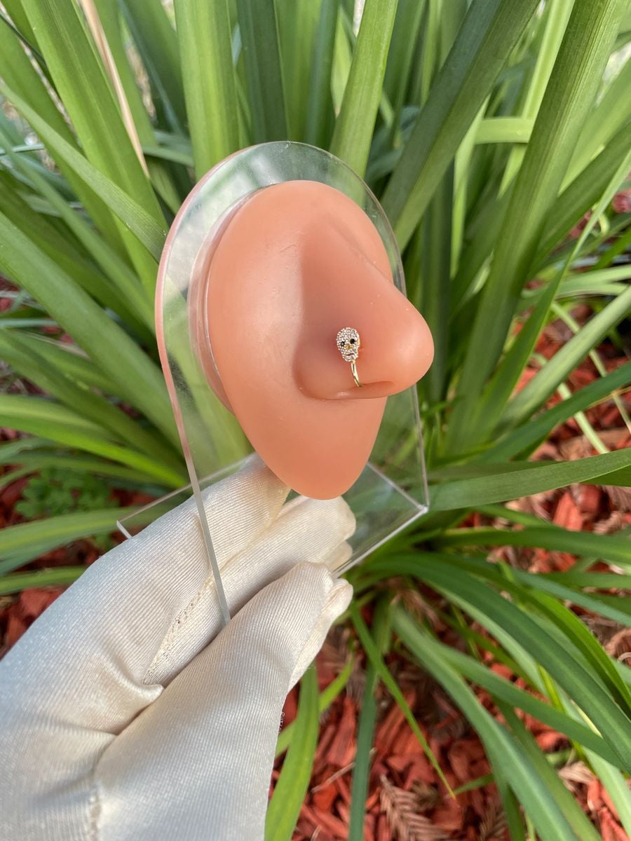 Diamond Skull Head Non Piercing Nose Clip
