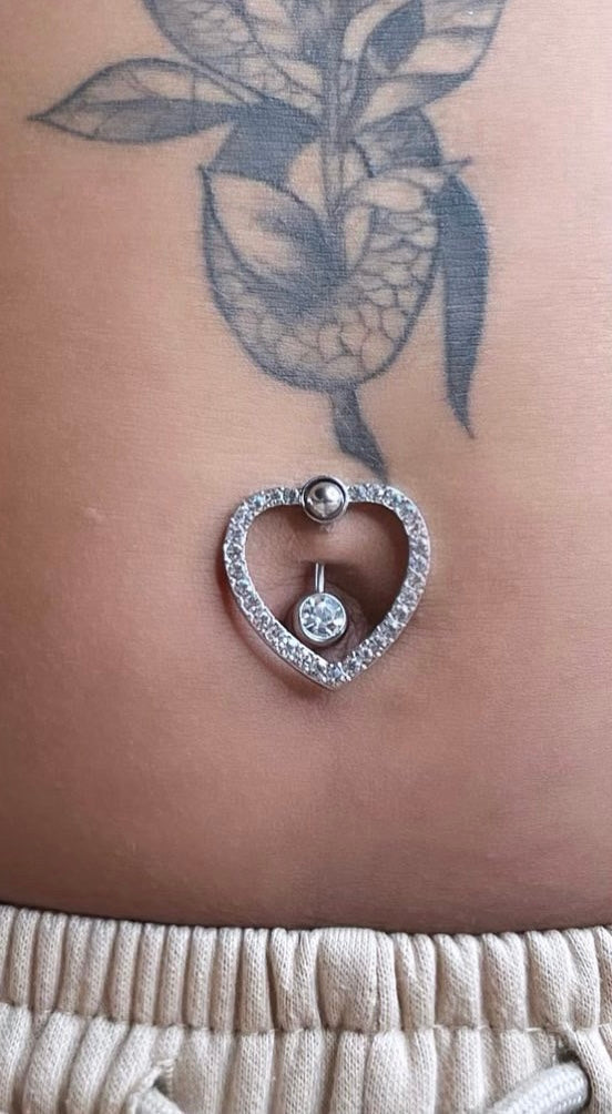 Crystal Heart Belly Ring