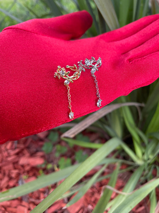 Dangling Thorn Flower Ear Cuff