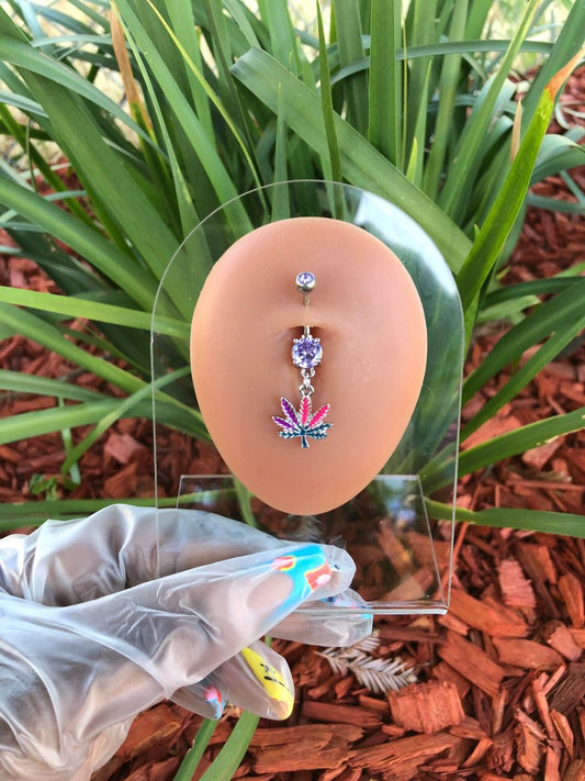 420 Leaf Belly Ring
