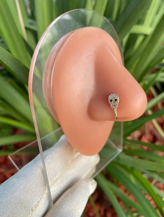 Diamond Skull Head Non Piercing Nose Clip