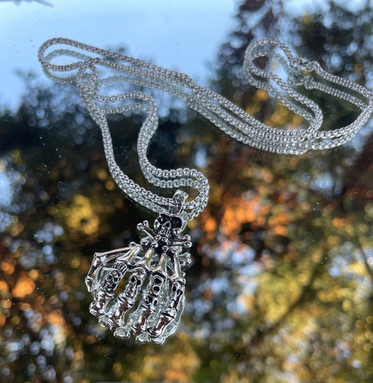 Bone Skull Hand Necklace