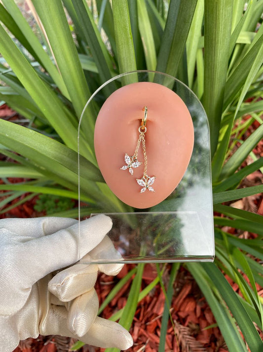 Chained Butterfly Non Piercing Belly Ring