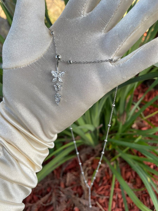 Diamond Butterfly Belly Ring Body Chain