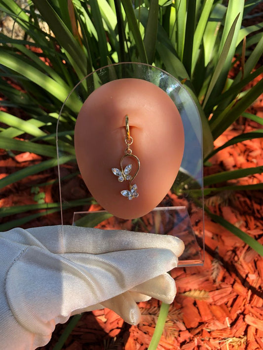 Double Butterfly Non Piercing Belly Ring