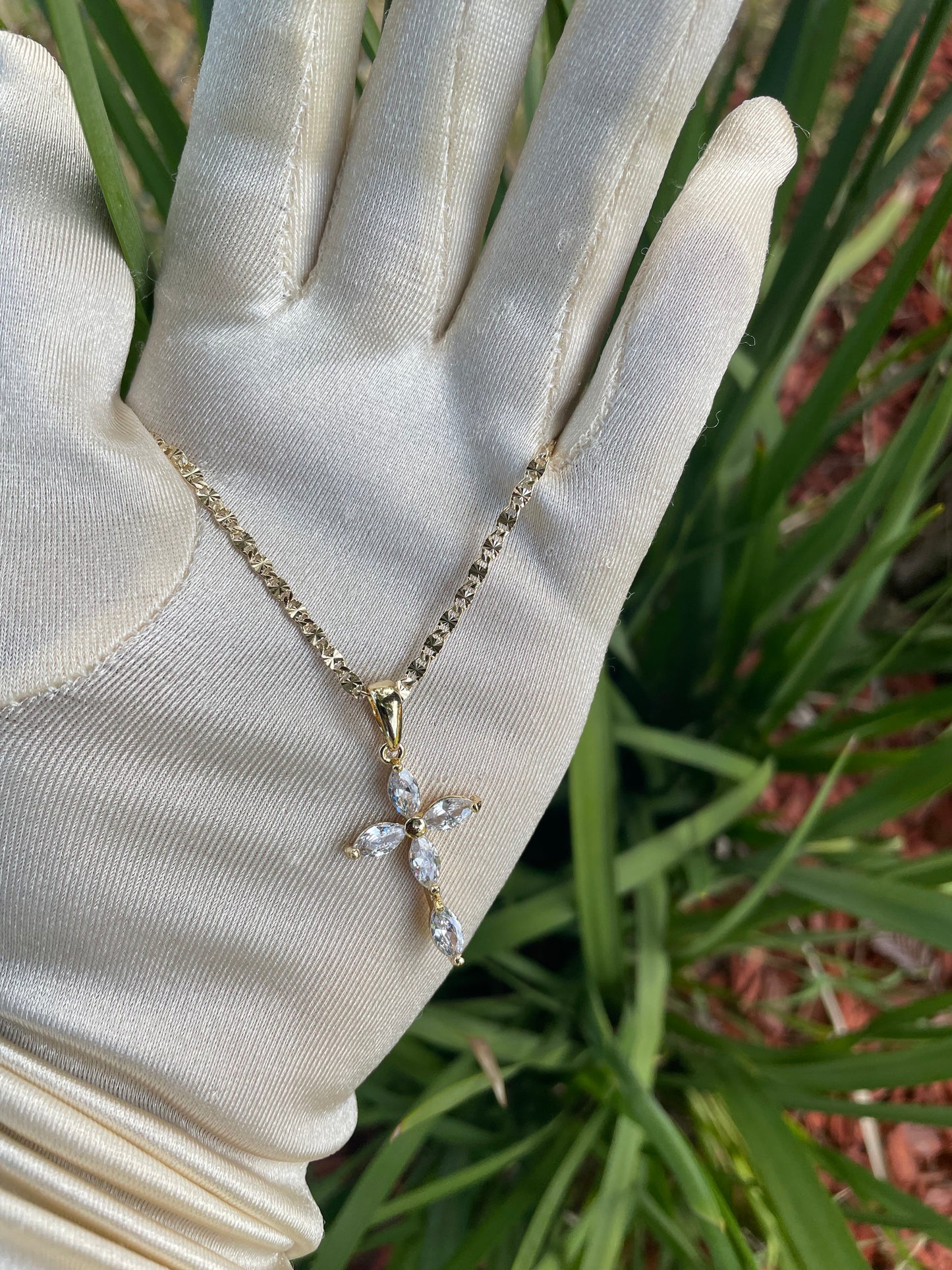 Halo Diamond Cross Necklace