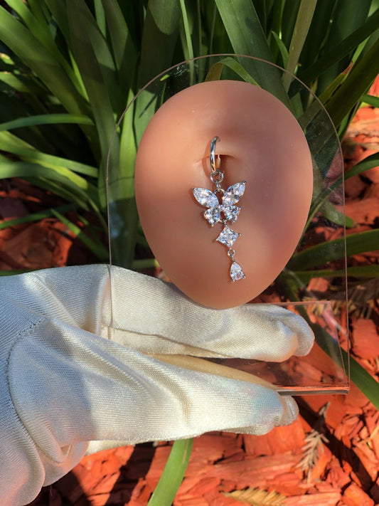 Dangling Butterfly non piercing belly ring