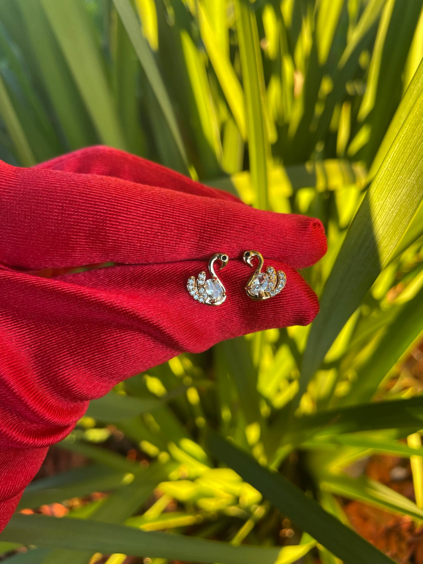 Golden Swan Diamond Earrings