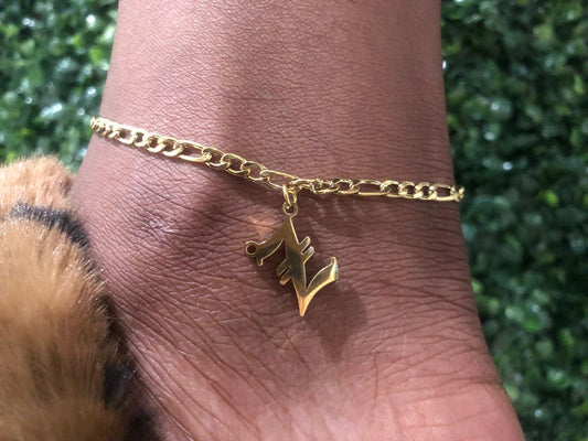 Old English Initial Stainless Steel Anklet